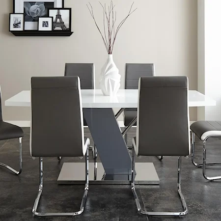 White Rectangular Table with Chrome Plated Base